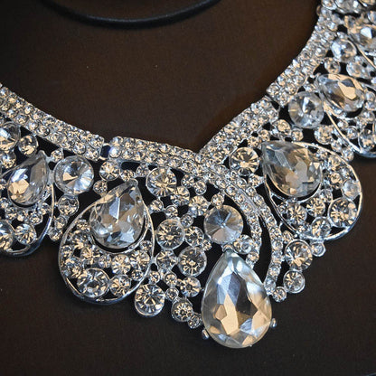 Bridal Hair Accessories Set – Flowers, Crown, Necklace & Earrings